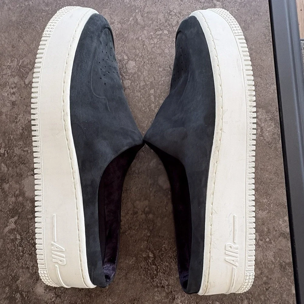 Nike Air Force 1 Lover XX Premium Mule Sneakers Chunky Black Suede Women's 12 - Picture 9 of 11